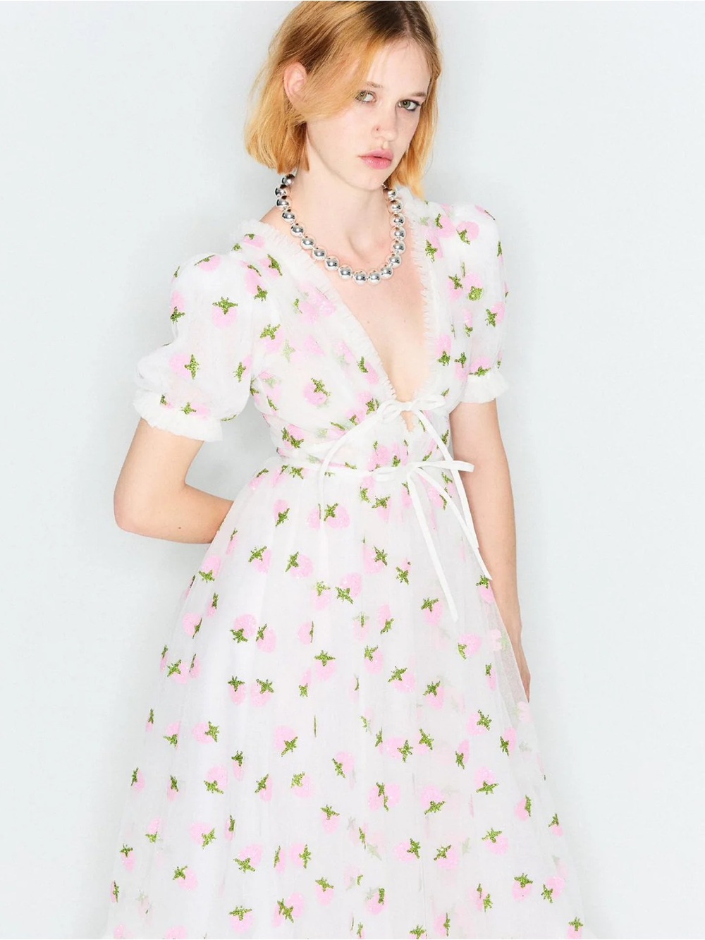 Lirika Matoshi White Strawberry Midi Dress - Picture 2 of 9